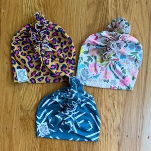 Baby Knot Turban Trio — Floral Pink, Mustard Leopard & Teal